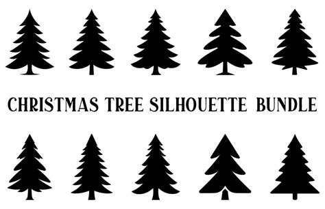 Christmas tree silhouette Clipart bundle, Set of Winter trees, Pine