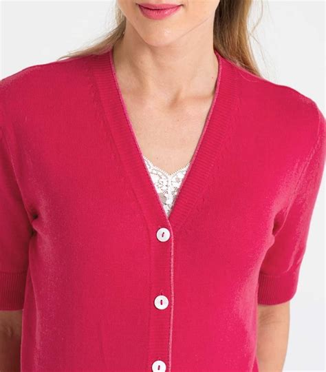 Rich Rose Womens Silk And Cotton Short Sleeved V Neck Cardigan