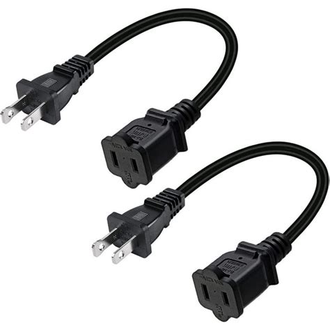 Toptekits 2 Pack Polarized Usa Outlet Saver Power Extension Cord Cable 125v 10a 2 Prong 2