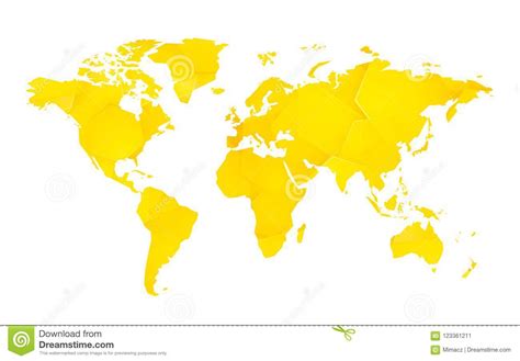 Gelbe Geometrische Leere Weltkarte Vektor Abbildung Illustration Von