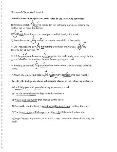 Independent And Dependent Clauses Worksheet