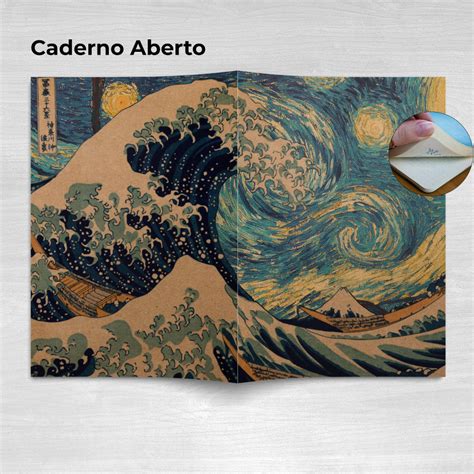 Sketchbook Caderno Kraft A Grande Onda Kanagawa A A Folhas G