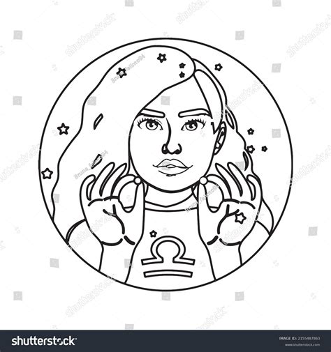 Illustration Libra Astrological Sign Beautiful Girl Stock Vector