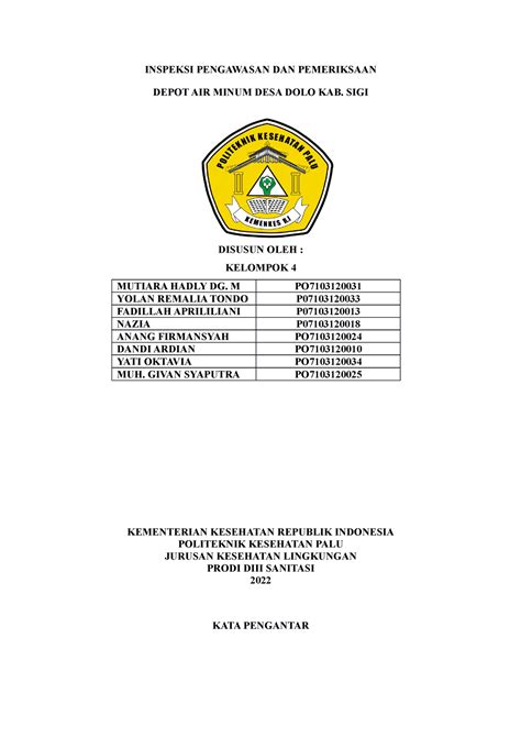 Laporan Lengkap Depot Air Ibu Nova Inspeksi Pengawasan Dan