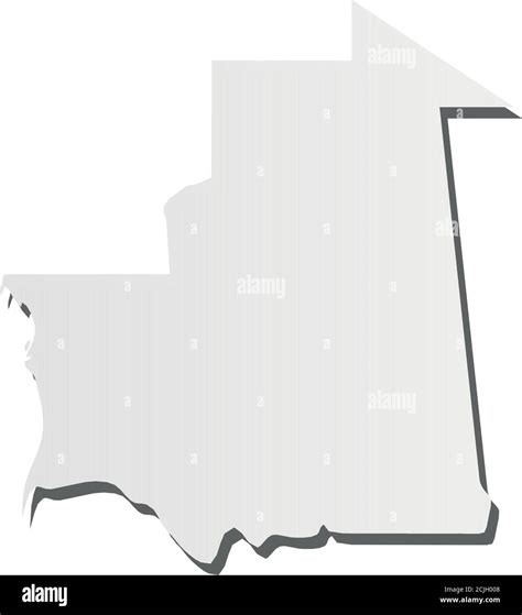 Mauritania Mapa De Silueta Gris En 3d De La Zona Del País Con Sombra