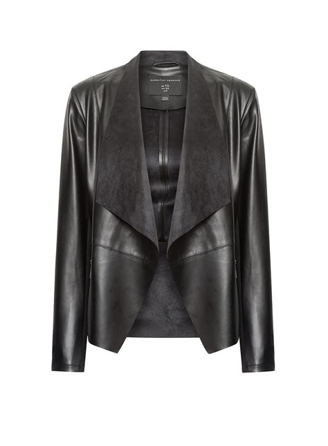 Black Faux Leather Waterfall Jacket | Dorothy Perkins UK