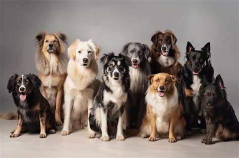 Un Grupo De Perros Est N Sentados Juntos Uno De Los Cuales Es Blanco Y