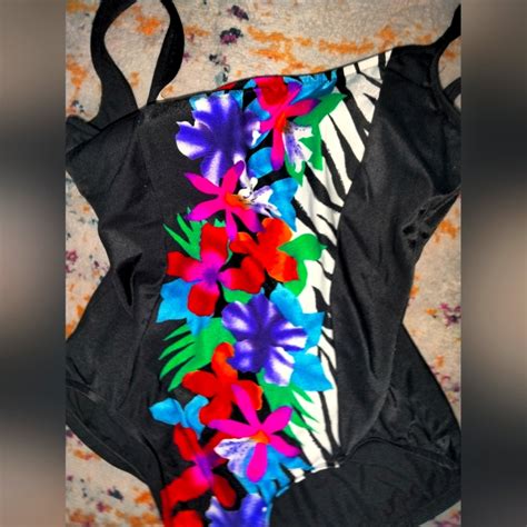 Pacific Connections Vintage One Piece Swim Size 14 Ze… Gem