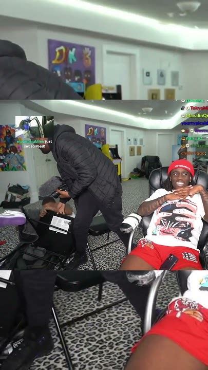 Kai Cenat Nle Choppa Falls Off Chair And Gets Sus On Stream🤣🤣 Shorts