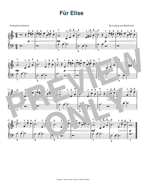 Fur Elise Arr Skoove By Ludwig Van Beethoven Sheet Music For