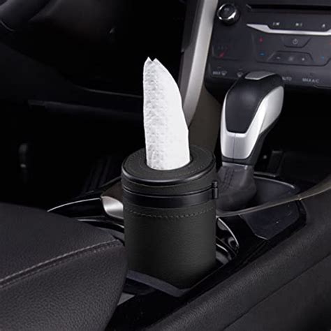 Moioee Car Tissue Holder Cylinder Tissue Box With Window Breaker PU