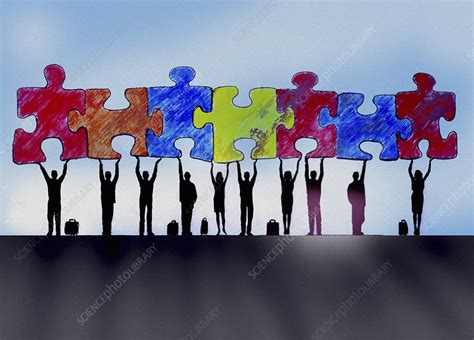 Business People Holding Jigsaw Puzzle Pieces Illustration Stock