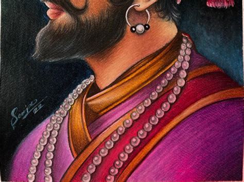 Chhatrapati Shivaji Oil Pastel Color Painting By Sanju Basu