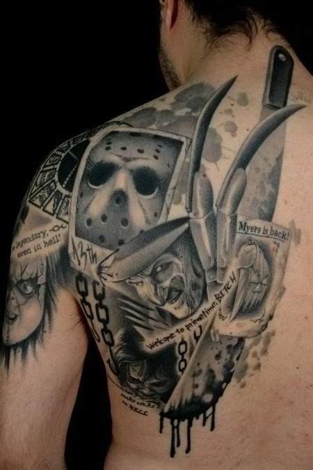 Various Very Realistic Horror Movies Heroes Portraits Tattoo On