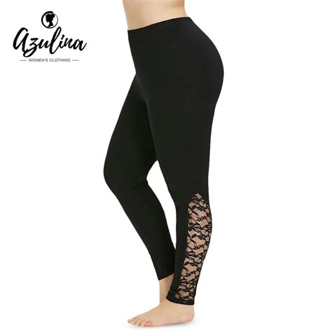 Rosegal Plus Size 5xl Bottom Lace Insert Leggings Women Pant Casual