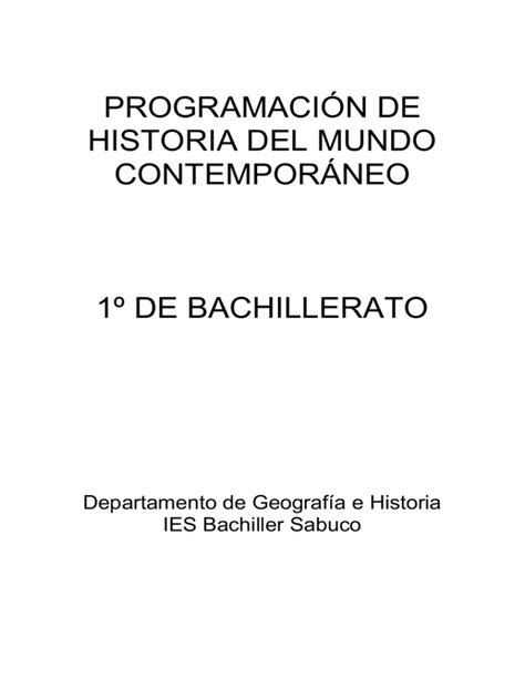 Programación De Historia Del Mundo Contemporáneo