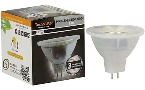 10 Focos Led Tecno Lite Mr16 3w Luz Calida Mr16 Smdled 3w 30 Mercado