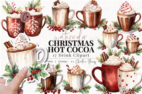 Watercolor Christmas Hot Cocoa Clipart By Christine Fleury Thehungryjpeg