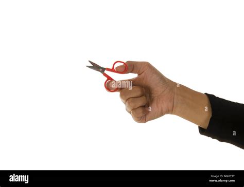 Hand Holding Scissor Isolated On A White Background Stock Photo Alamy