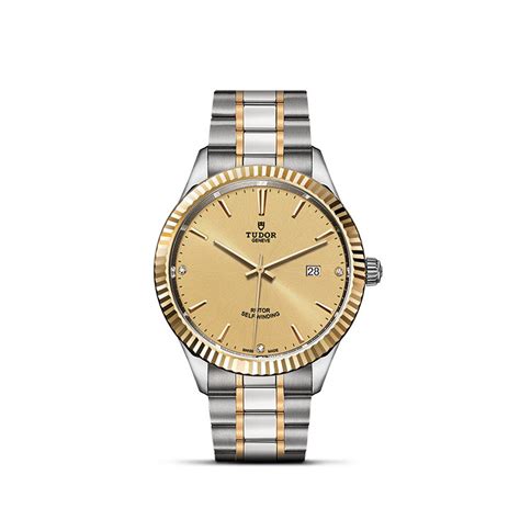 Tudor Style 41mm Champagne Colour Dial With 3 Diamonds Steel And Yellow