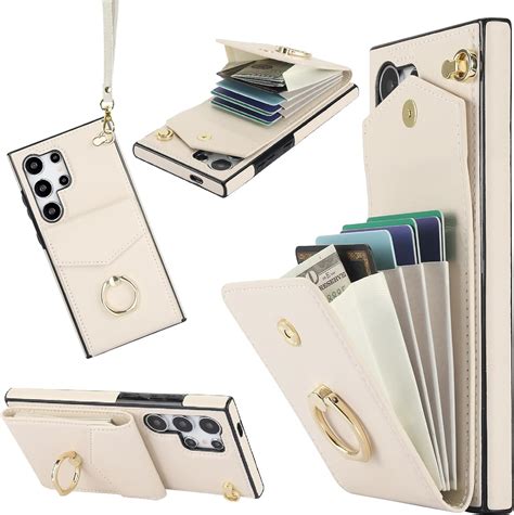 Amazon Ninki Compatible Samsung Galaxy S Ultra Wallet Case Cream