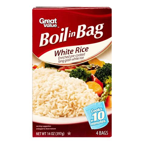 Great Value White Rice Boil In Bag 14 Oz 4 Count