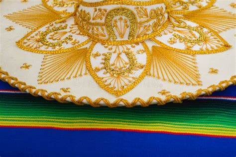 Mariachi Hat On A Colorful Serape Mexican Sombrero Stock Photo Image