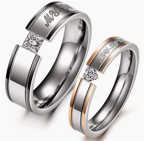 Matching Wedding Rings Sets Square & Heart Diamond Two Tone