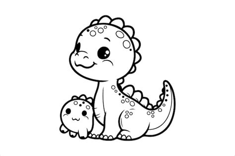 Cute baby dinosaur outline image 1 | Premium AI-generated vector