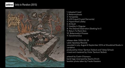 Unity in Pluralism – sleeve design and tracklist - Burial Vault