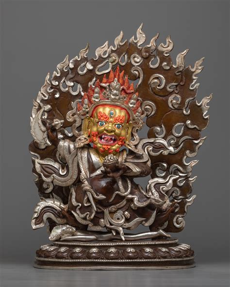 Fierce Two Armed Bernagchen Mahakala Dharma Protector Silver Plated