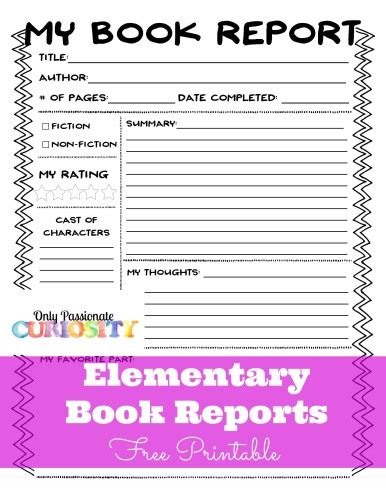 Elementary Book Reports Made Easy Only Passionate Curiosity