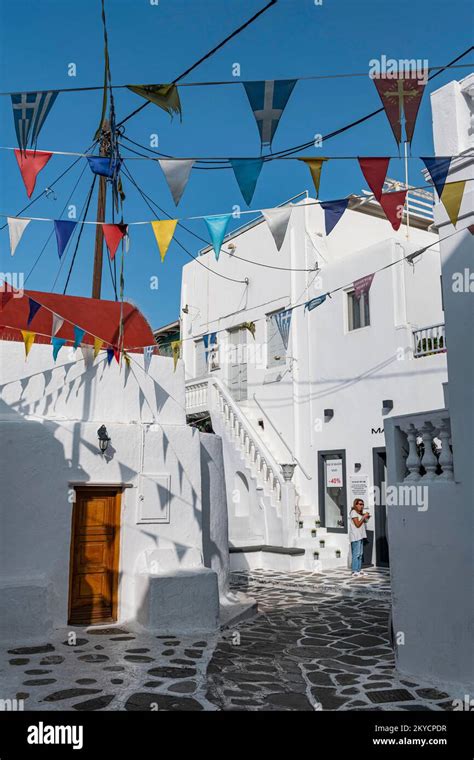 The White Washed Old Town Of Horta Mykonos Greece Stock Photo Alamy