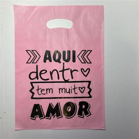 Sacolas Personalizadas X Frase Aqui Dentro Tem Muito Amor