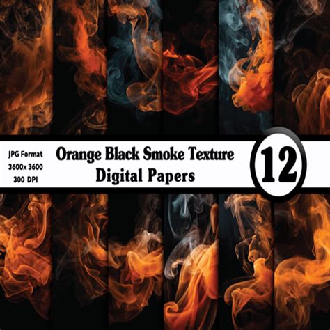 Orange Black Smoke Background Texture, Smoke Digital Papers, Printable Scrapbook Pattern ...