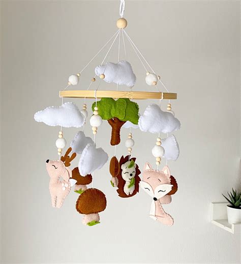 Babymobile Aus Filz Waldtiere Reh Igel Fuchs Etsy