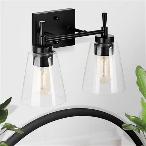 Edvivi Briarwood 13 In 2 Lights Matte Black Vanity Light With Clear