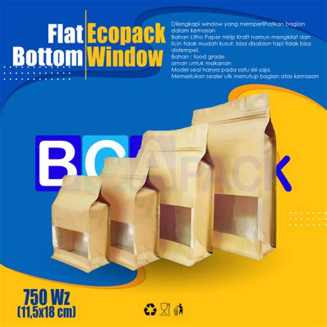 Jual Flat Bottom Ecopack Window Wz Kemasan Kopi Gram Jakarta