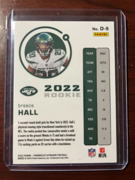 Panini Chronicles Breece Hall Dynagon Silver Prizm D Rc Ny Jets