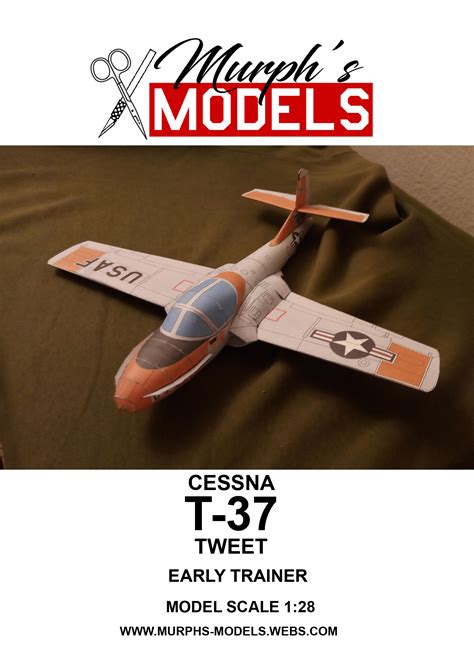 1/28 Cessna T-37 Tweet Early USAF Trainer Paper Model - EcardModels