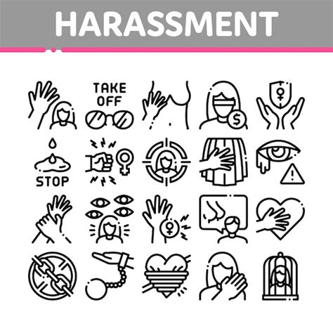 Premium Vector Sexual Harassment Collection Icons Set Vector