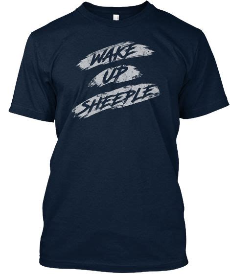 Wake Up Sheeple New Navy T Shirt Front Mens Tops Shirts Navy Tshirt