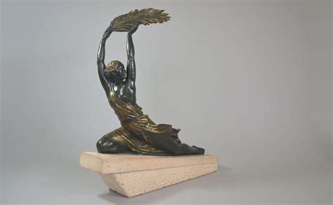 Fr Pierre Le Faguays Fayral Rare Bronze Palm Dancer Art Deco