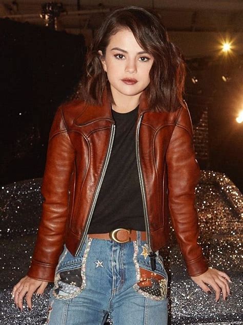 Selena Gomez Brown Leather Jacket Universaljacket