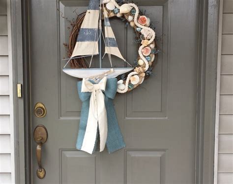 Beach Wreath Nautical Decor Nautical Wreath Summer Wreath Sailboat