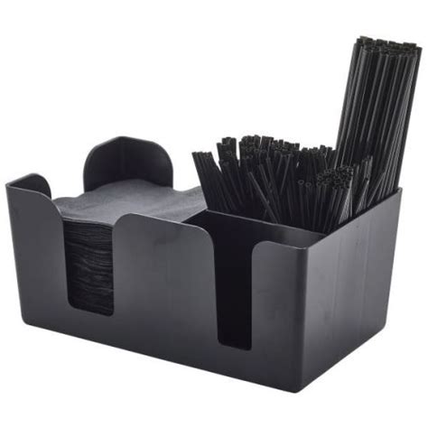 Black Plastic Bar Caddy With 6 Compartments