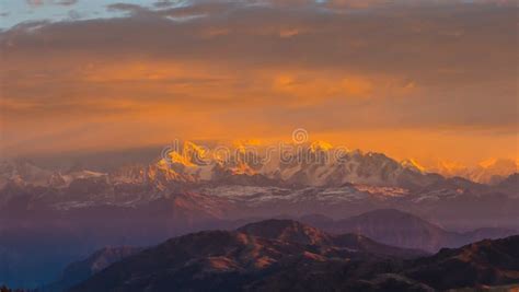 Himalayan Mountain Range Sunrise Time Stock Image - Image of himalayan ...