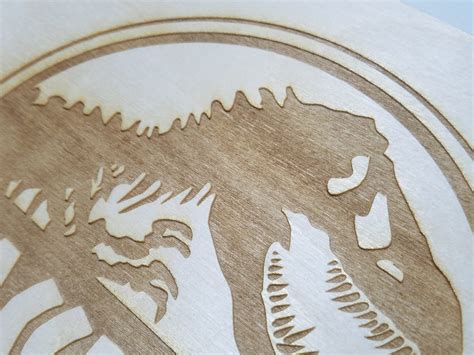 Jurassic Park Logo Engraved On Wood Wooden Personalized Etsy