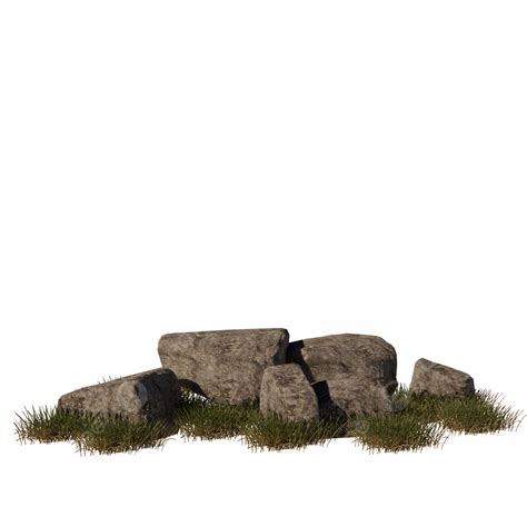 Rendered 3d Png Natural Stone Scene With Grass 3d Rendering Stone