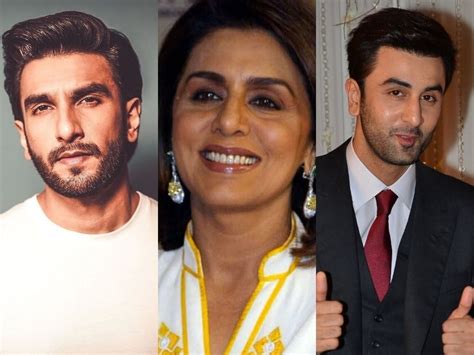 Neetu Kapoor, Ranbir Kapoor and Ranveer Singh pose for a picture ...